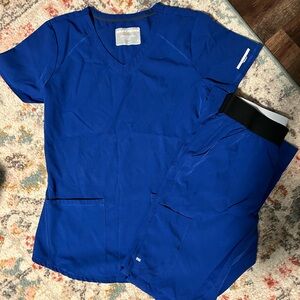 Blue Scrub Set with Top and Pants